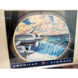 American airways poster - flying over Niagara falls